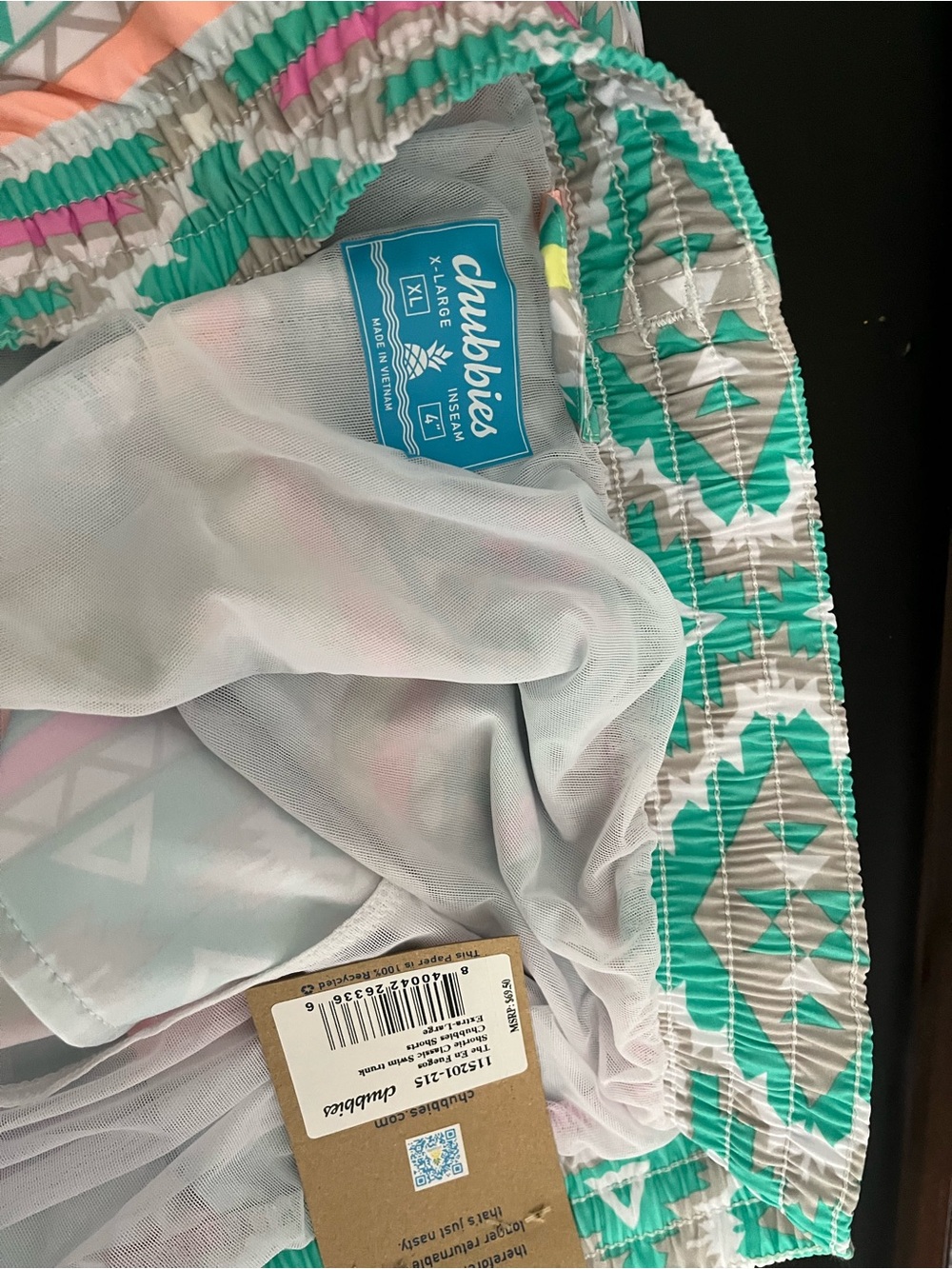 chubbies Turquoise, Coral & Pink Aztec Swim Trunks - Picture 6 of 6